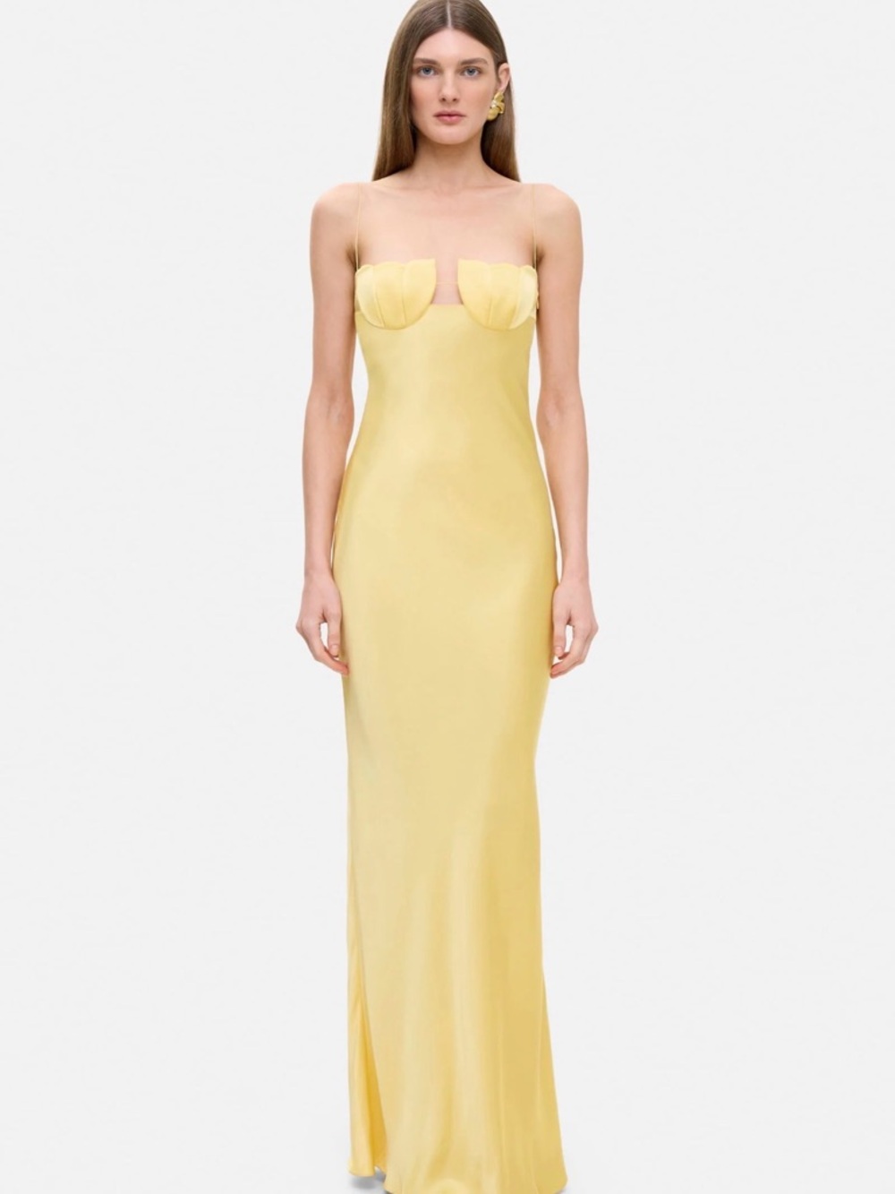 Anna October Pale Yellow Strapless Silk Mermaid Wedding Dress